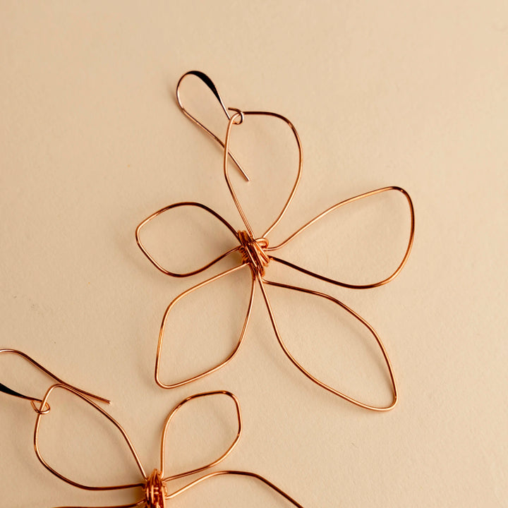 Novi Copper Wire Flower Earrings