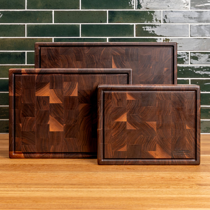 Walnut End Grain Rectangle Butcher Block with Juice Groove