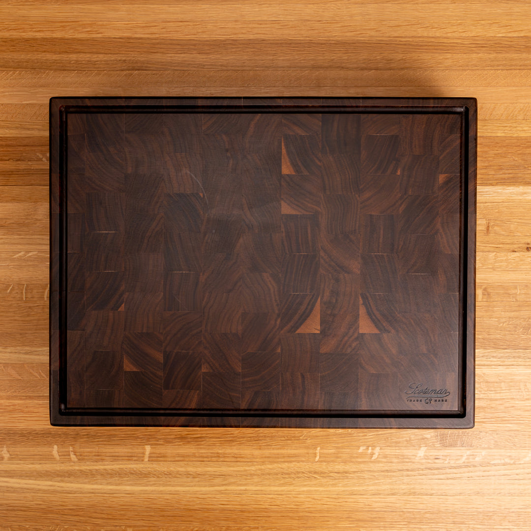 Walnut End Grain Rectangle Butcher Block with Juice Groove