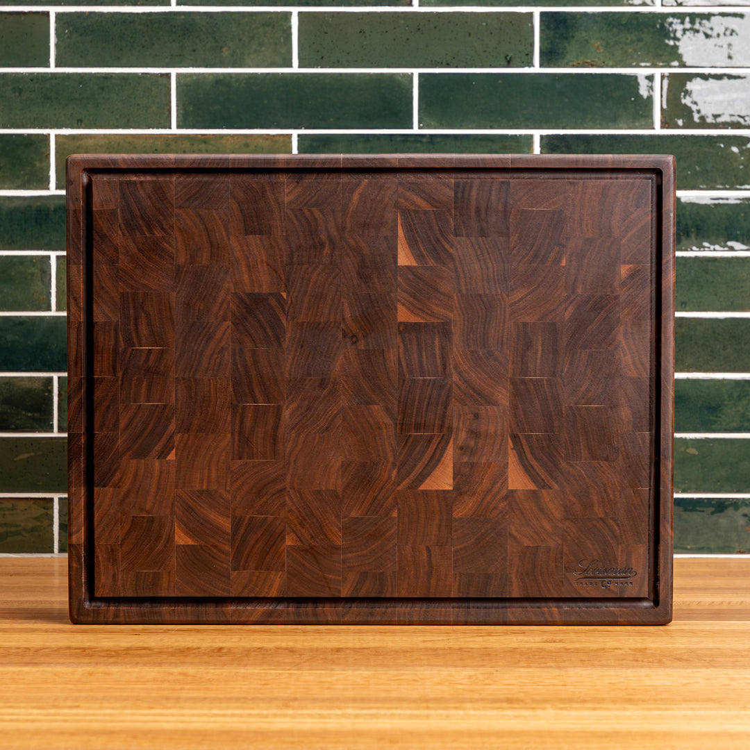 Walnut End Grain Rectangle Butcher Block with Juice Groove