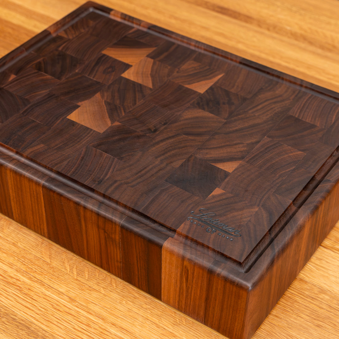 Walnut End Grain Rectangle Butcher Block with Juice Groove