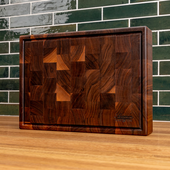 Walnut End Grain Rectangle Butcher Block with Juice Groove