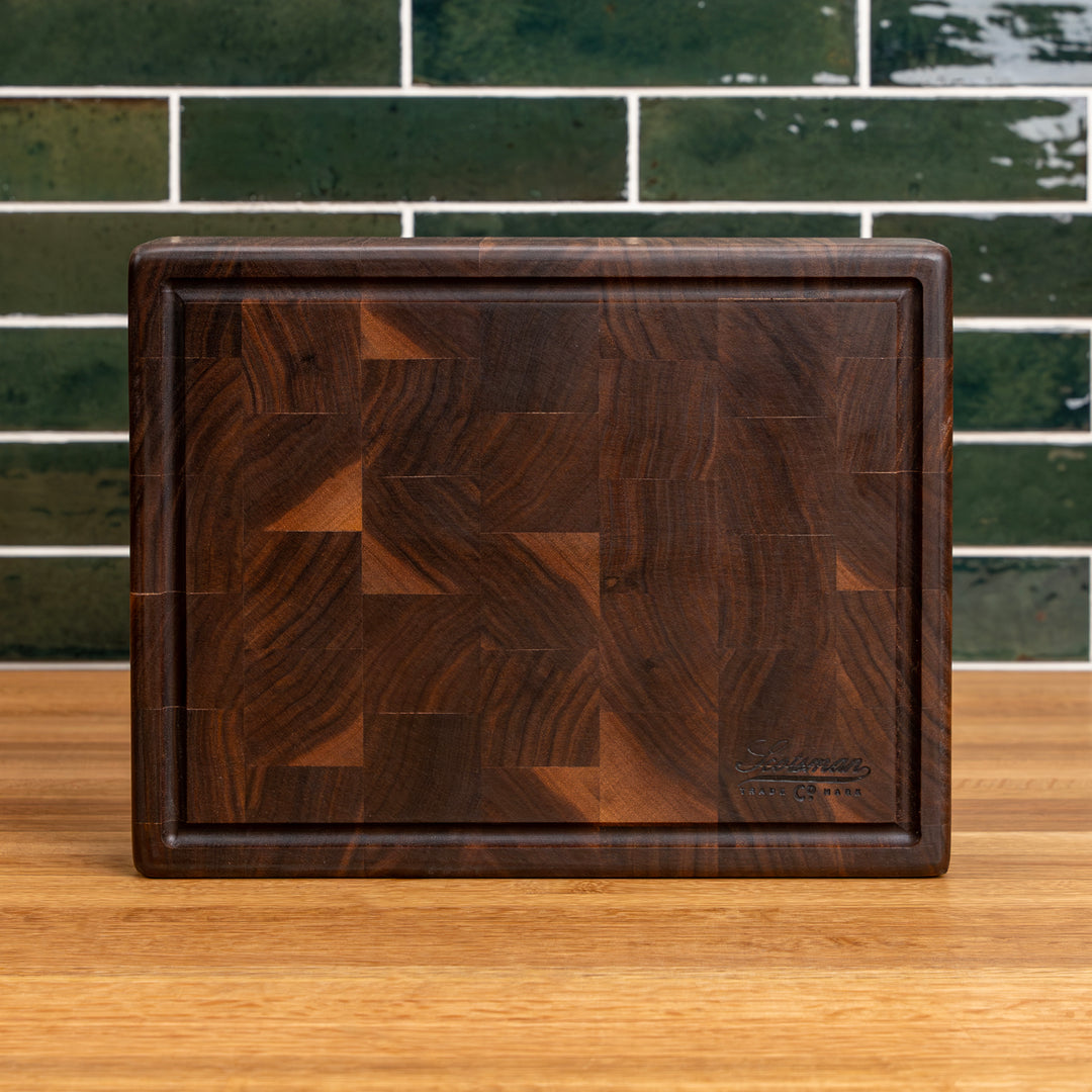 Walnut End Grain Rectangle Butcher Block with Juice Groove