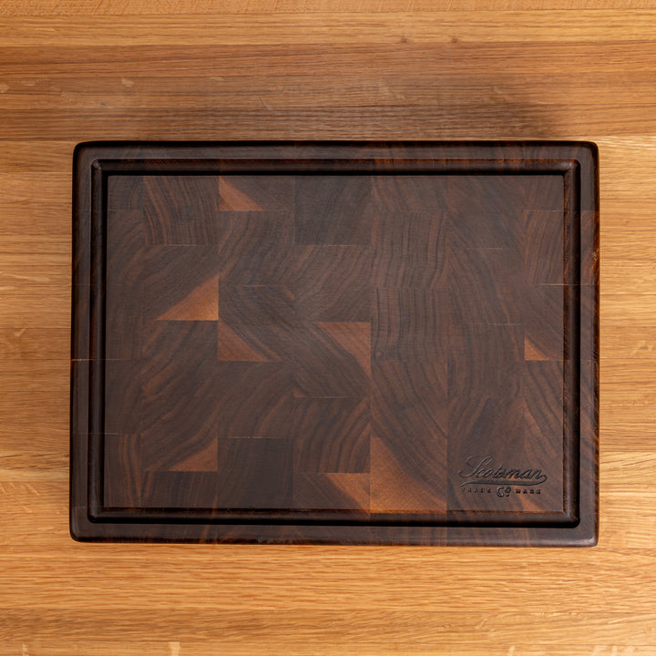 Walnut End Grain Rectangle Butcher Block with Juice Groove