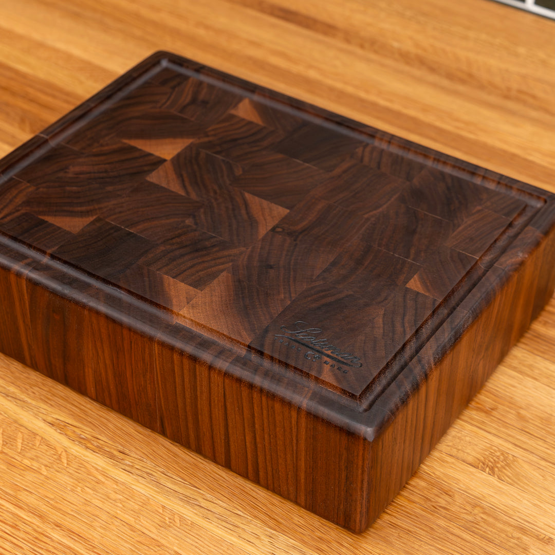 Walnut End Grain Rectangle Butcher Block with Juice Groove