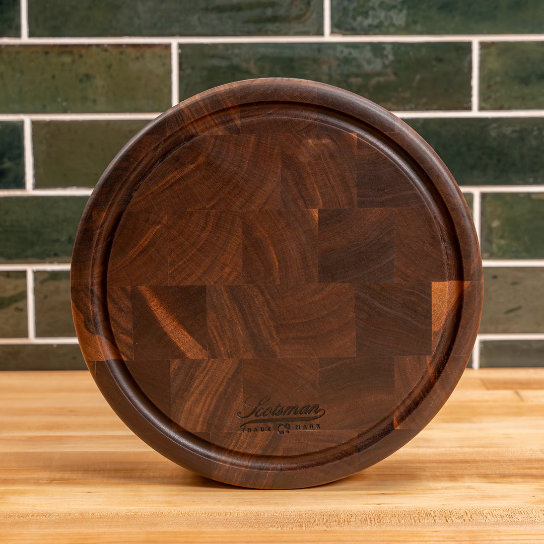 Walnut End Grain Round Butcher Block with Juice Groove