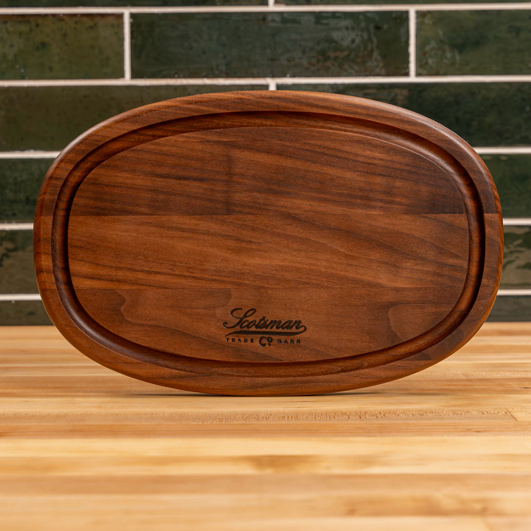 Walnut Oval Serving Board with Juice Groove