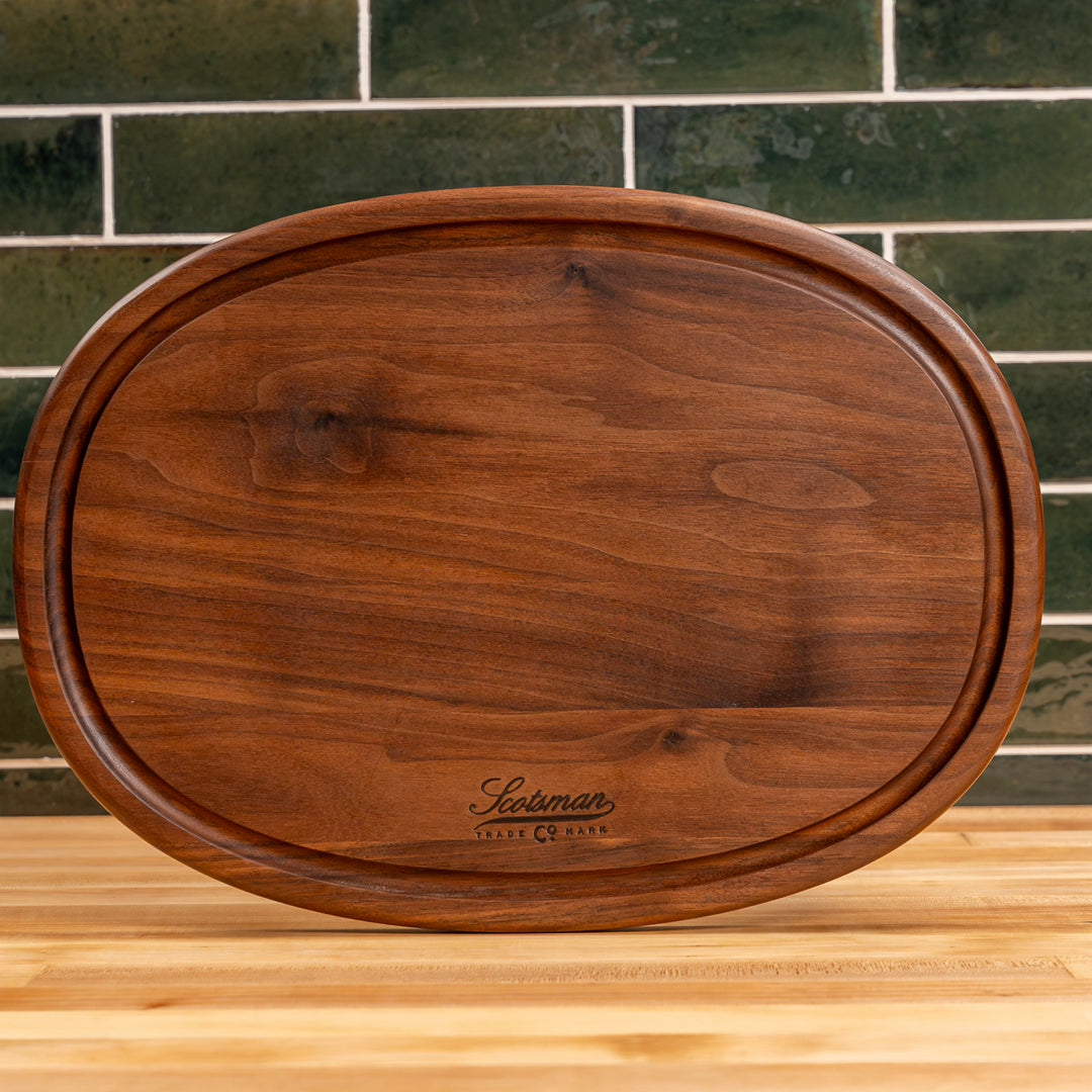 Walnut Oval Serving Board with Juice Groove