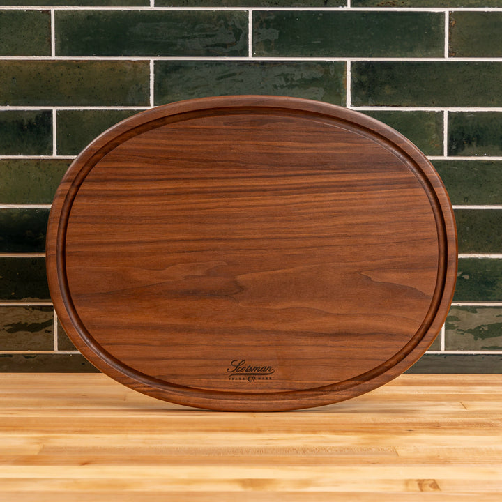 Walnut Oval Serving Board with Juice Groove