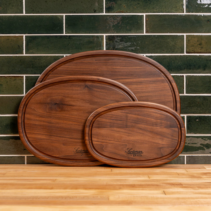 Walnut Oval Serving Board with Juice Groove