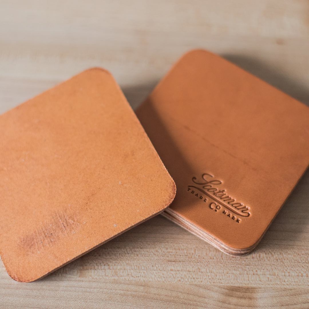 Scotsman Leather Coaster Set