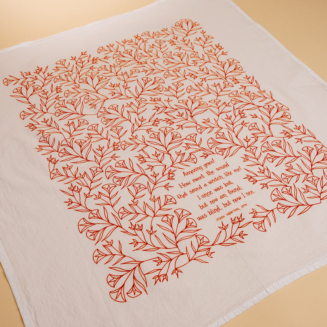 Amazing Grace Hymn Tea Towel